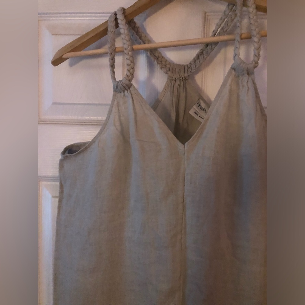 Rachel Zoe Linen Midi Dress with Braided Halter Straps in Beige - Picture 7 of 9